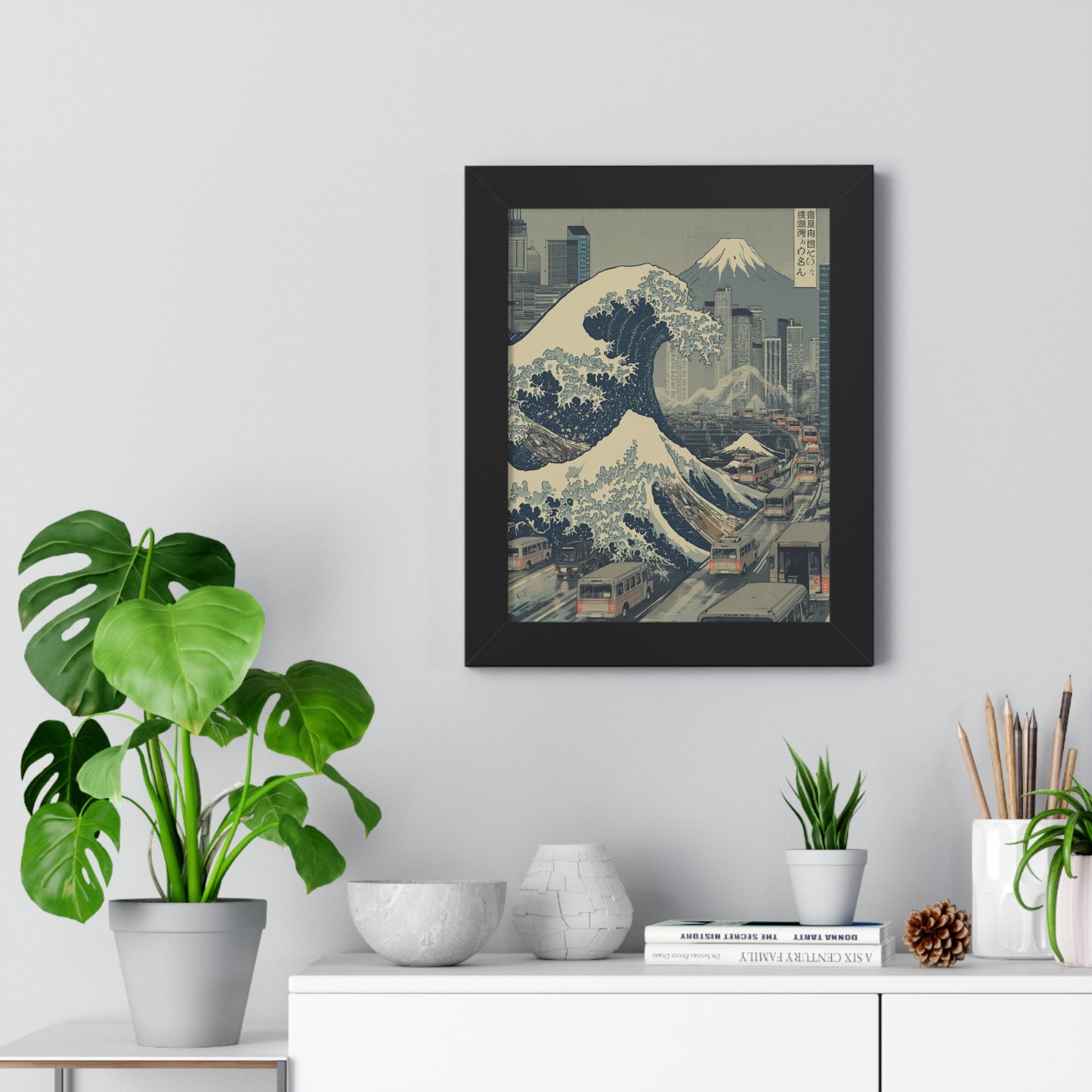 Artistic Framed Vertical Poster, Wave Art Print, Japanese Home Decor, Ocean Wall Art, Nature Inspired Decor, Gift for Art Lovers