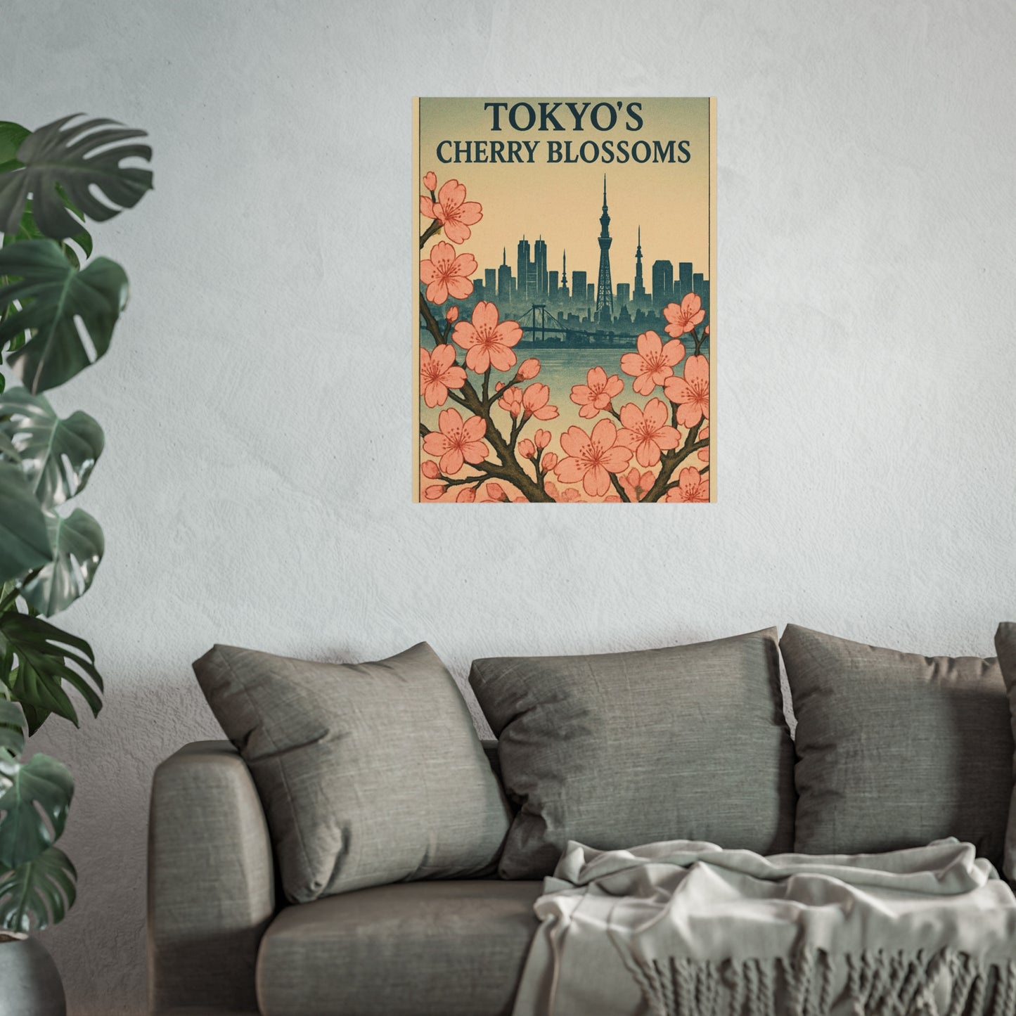 Tokyo Cherry Blossoms Fine Art Poster, Floral Wall Decor, Home Decoration, Gift for Nature Lovers, Japanese Aesthetic Art