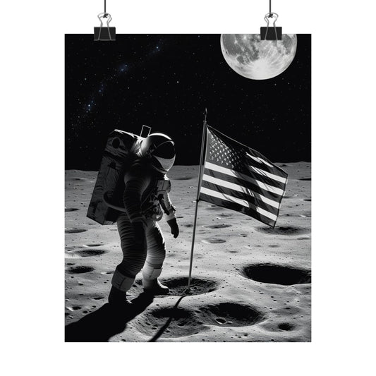 Astronaut Moon Landing Poster - Space Decor for Astronaut Lovers, Wall Art, Lunar Independence Day, Unique Gift