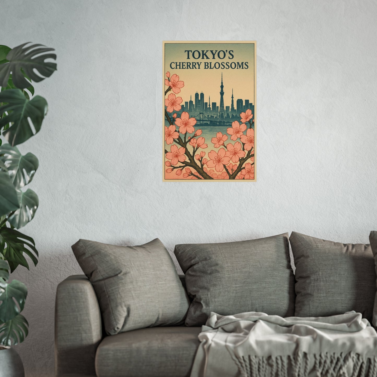 Tokyo Cherry Blossoms Fine Art Poster, Floral Wall Decor, Home Decoration, Gift for Nature Lovers, Japanese Aesthetic Art