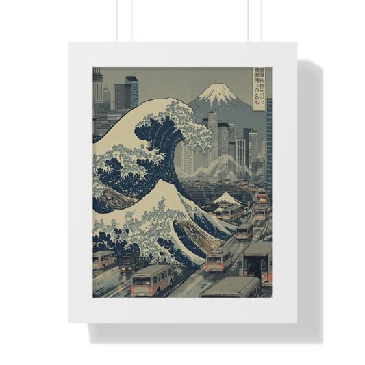 Artistic Framed Vertical Poster, Wave Art Print, Japanese Home Decor, Ocean Wall Art, Nature Inspired Decor, Gift for Art Lovers