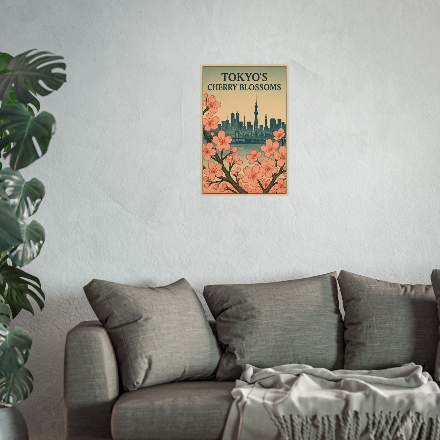Tokyo Cherry Blossoms Fine Art Poster, Floral Wall Decor, Home Decoration, Gift for Nature Lovers, Japanese Aesthetic Art