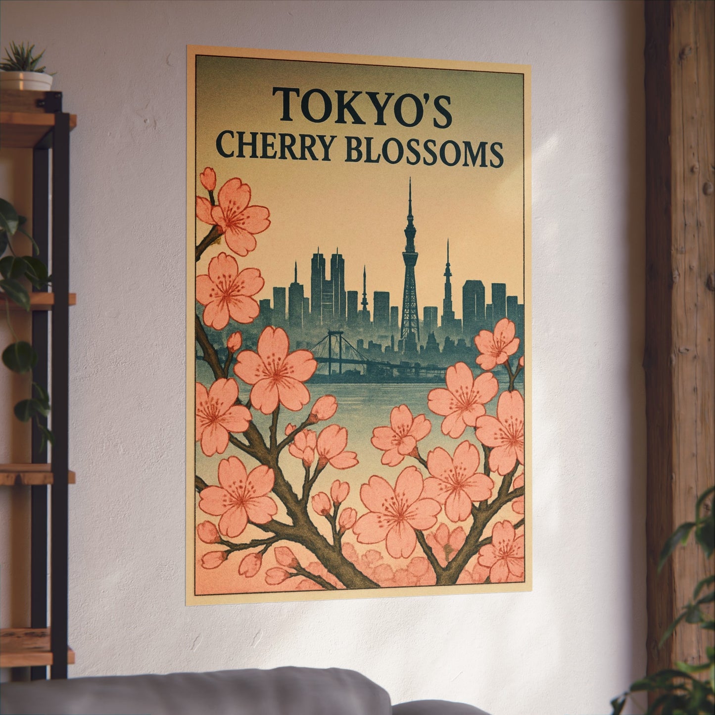 Tokyo Cherry Blossoms Fine Art Poster, Floral Wall Decor, Home Decoration, Gift for Nature Lovers, Japanese Aesthetic Art