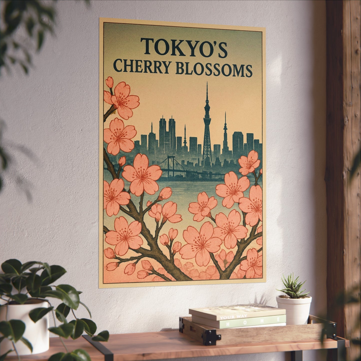 Tokyo Cherry Blossoms Fine Art Poster, Floral Wall Decor, Home Decoration, Gift for Nature Lovers, Japanese Aesthetic Art