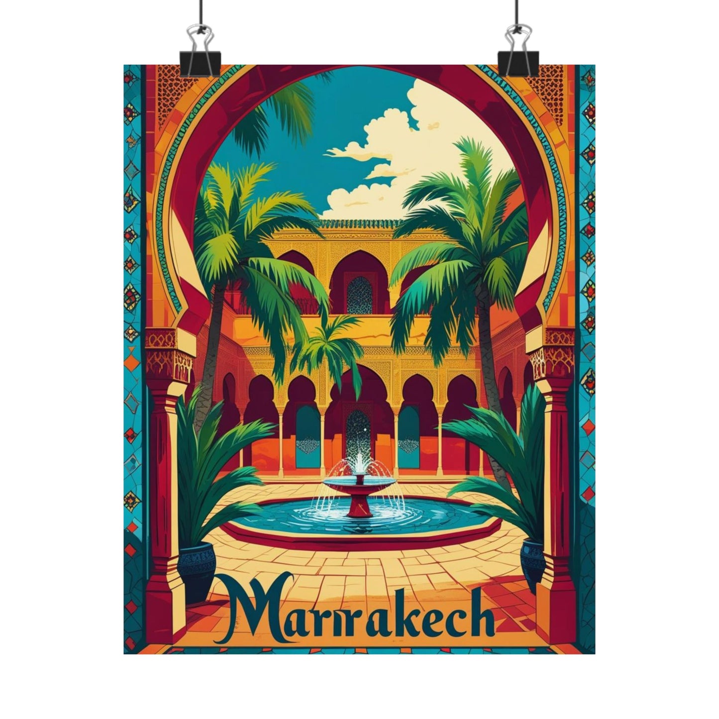 Vibrant Marrakech Poster Print, Art for Travel Lovers, Home Decor, Gift for Wanderlust, Tropical Wall Art, Vacation Memories