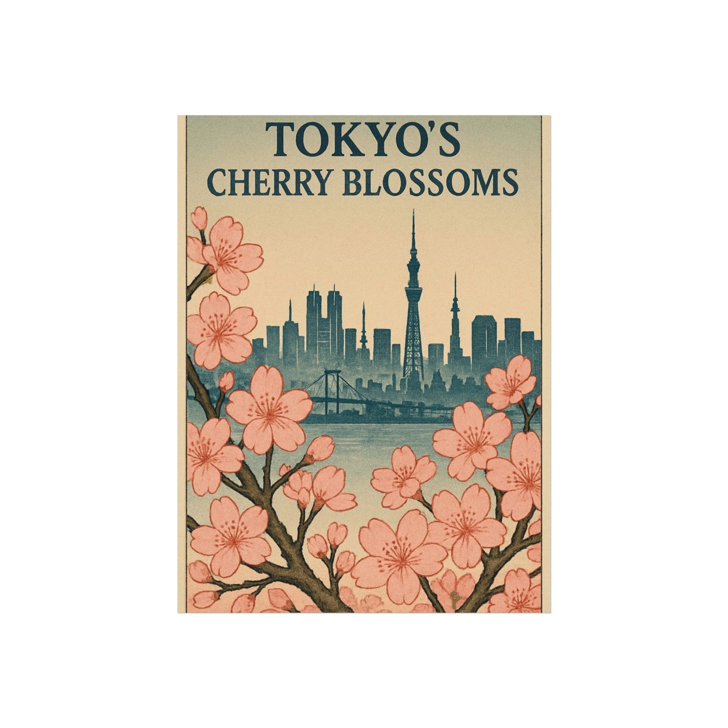 Tokyo Cherry Blossoms Fine Art Poster, Floral Wall Decor, Home Decoration, Gift for Nature Lovers, Japanese Aesthetic Art