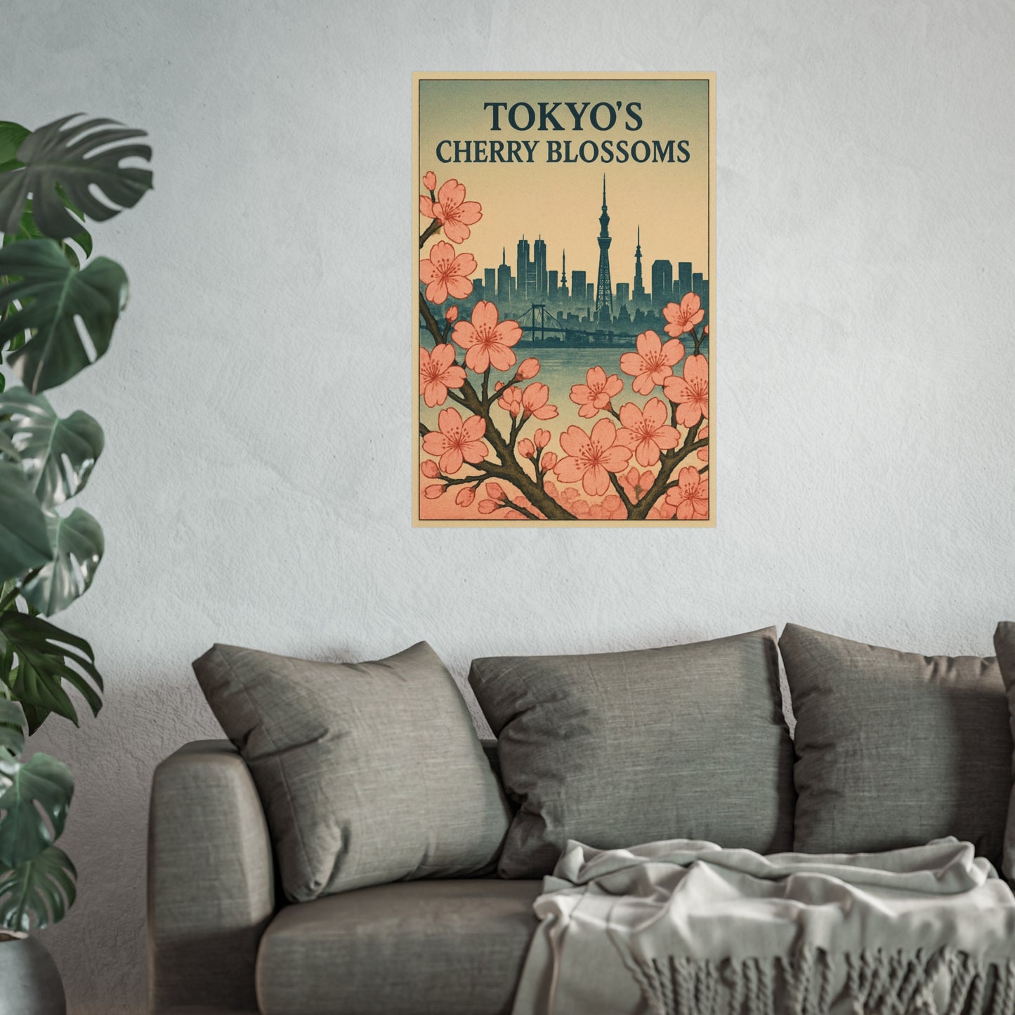 Tokyo Cherry Blossoms Fine Art Poster, Floral Wall Decor, Home Decoration, Gift for Nature Lovers, Japanese Aesthetic Art