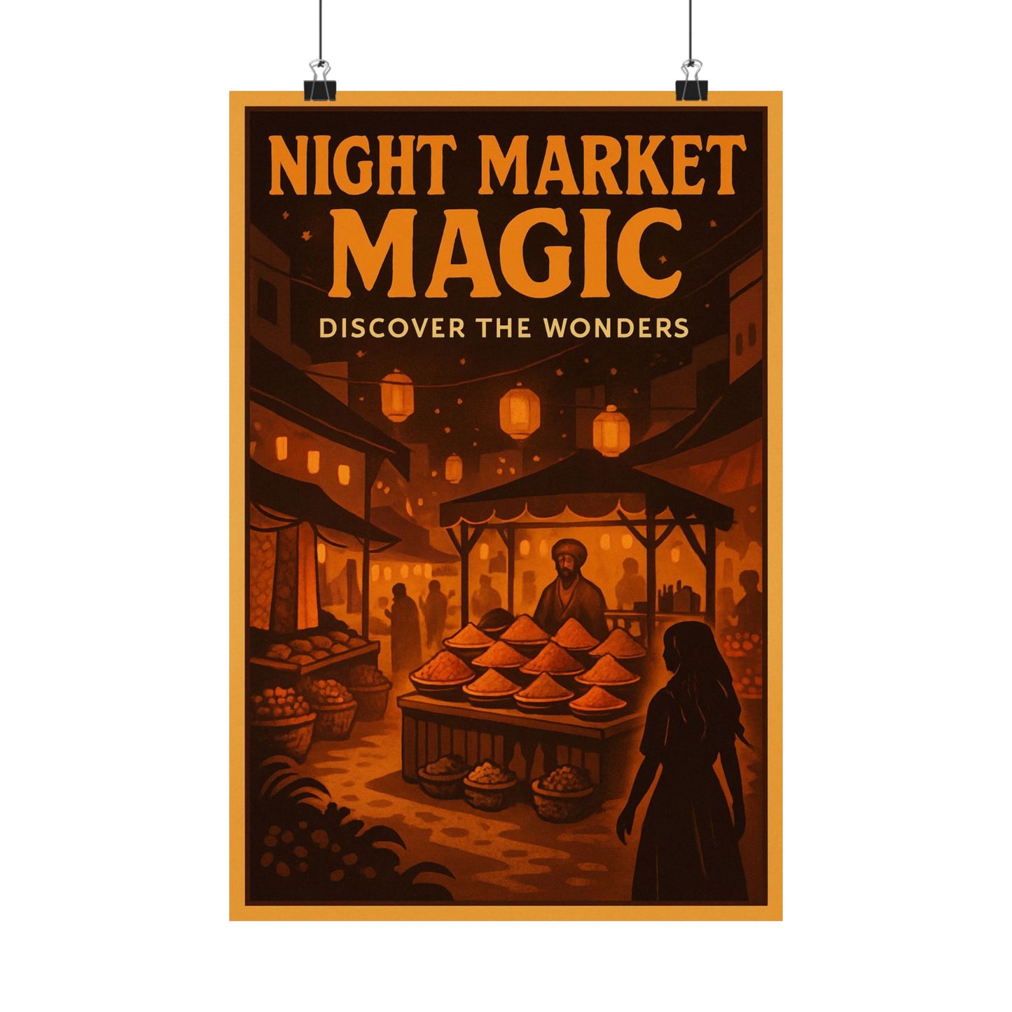 Night Market Magic Vertical Poster, Wall Art, Home Decor, Gift for Travelers, Asian Nights Theme, Unique Wall Decor