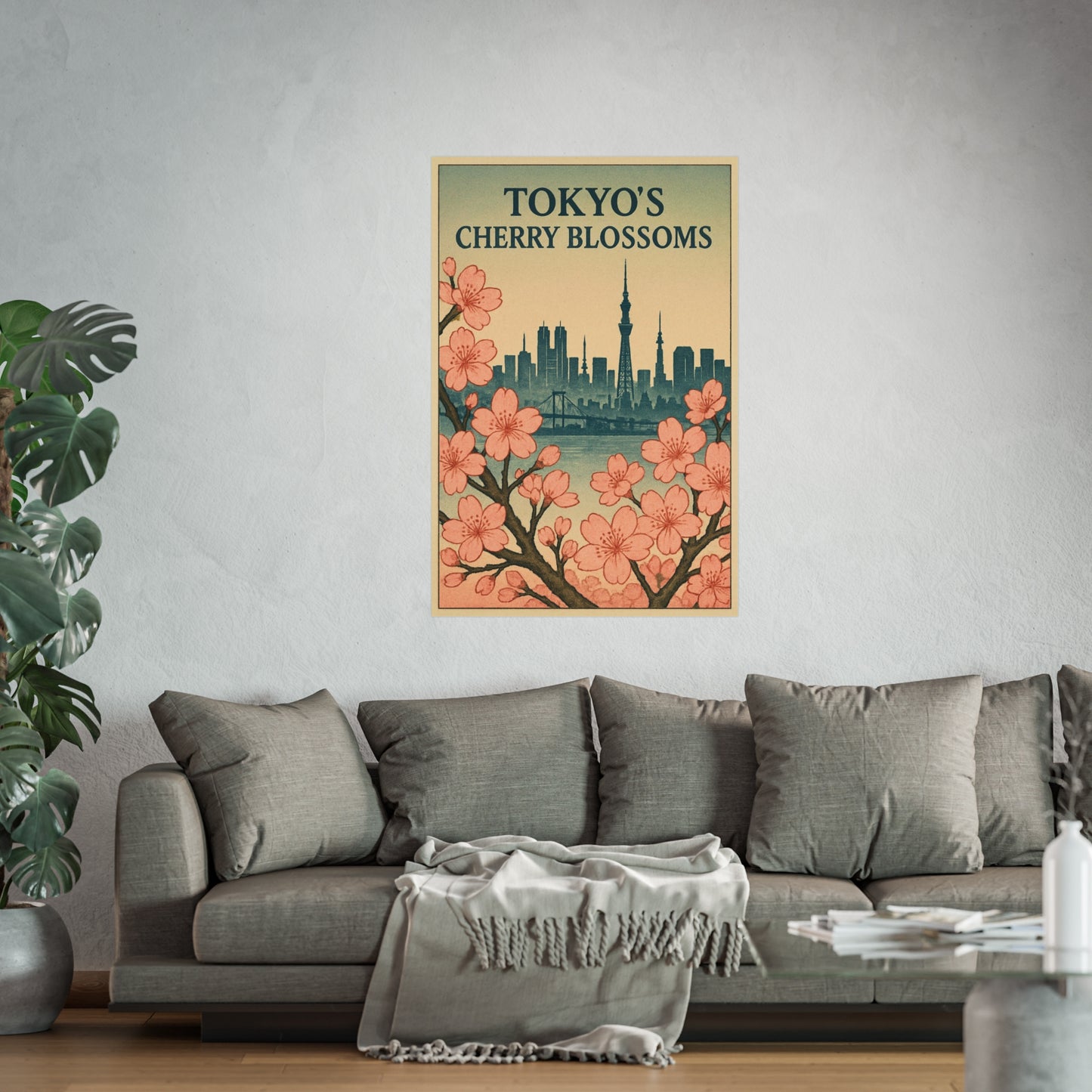 Tokyo Cherry Blossoms Fine Art Poster, Floral Wall Decor, Home Decoration, Gift for Nature Lovers, Japanese Aesthetic Art