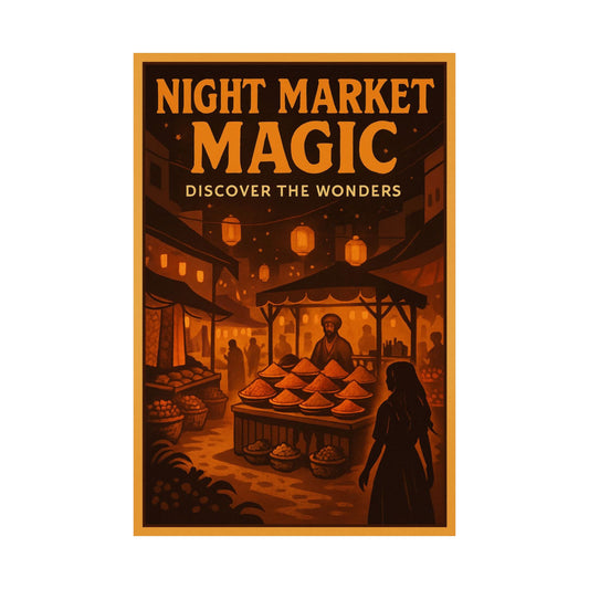 Night Market Magic Vertical Poster, Wall Art, Home Decor, Gift for Travelers, Asian Nights Theme, Unique Wall Decor