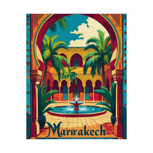 Vibrant Marrakech Poster Print, Art for Travel Lovers, Home Decor, Gift for Wanderlust, Tropical Wall Art, Vacation Memories