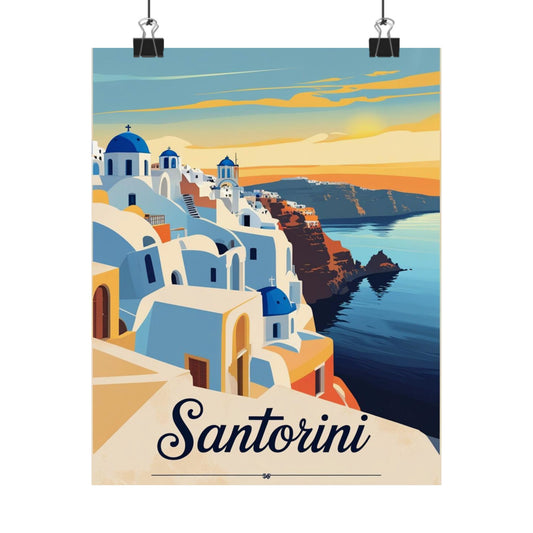 Santorini Matte Vertical Posters - Travel Decor, Wall Art, Home Décor, Beach House Vibe, Gift for Travelers, Mediterranean Style