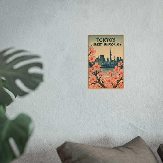 Tokyo Cherry Blossoms Fine Art Poster, Floral Wall Decor, Home Decoration, Gift for Nature Lovers, Japanese Aesthetic Art